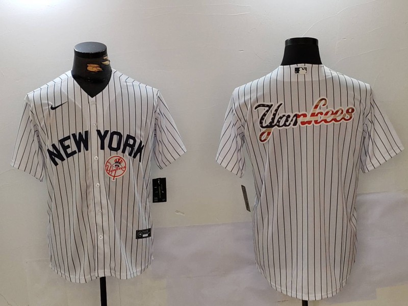 Men New York Yankees Blank White stripe Game 2024 Nike MLB Jersey style 9104
